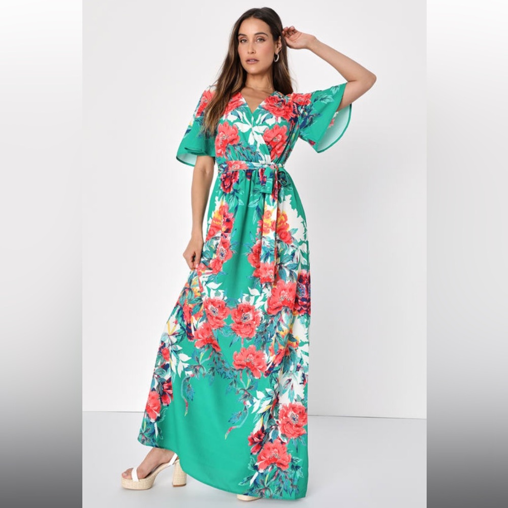 Floral Green Maxi Dress